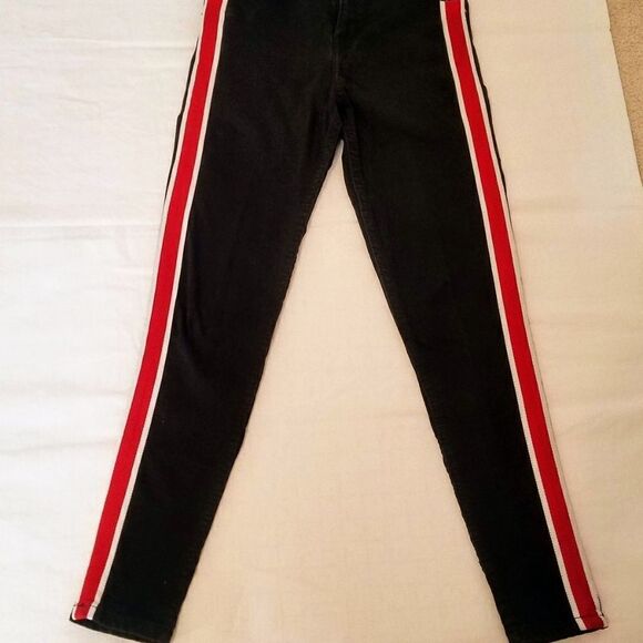 Asos Jeans Size 28 Black with Red Stripe Topshop - Picture 8 of 12